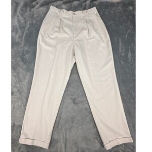 Chic by H.I.S. Vintage‎ Pleated Trousers High Waisted Cream Khaki Pants 34 waist